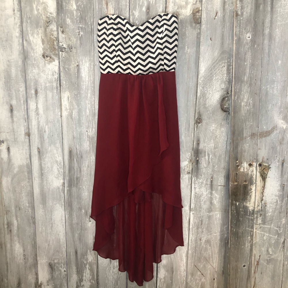 Strapless hi-low dress
